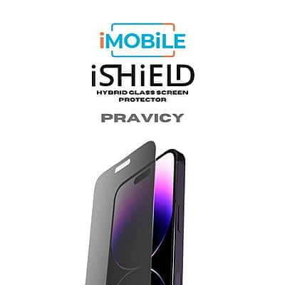 iShield Shatterproof Hybrid Glass Screen Protector, iPhone 15 Pro Max [Privacy]