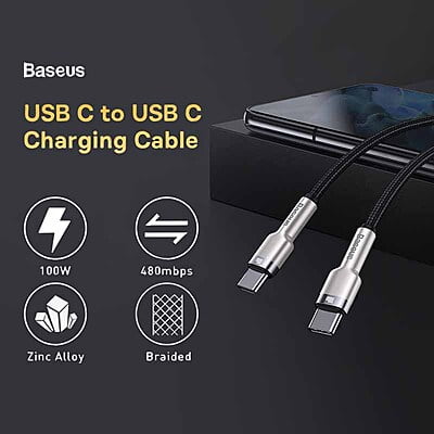 Baseus [CATJK-CO2] 1m Type-C to Type-C Cable, PD 100W