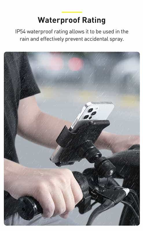 Baseus [SUZG-010001] Smart Solar Power Wireless Cycling Electric Holder - For Bike/Scooter/Motorcycle