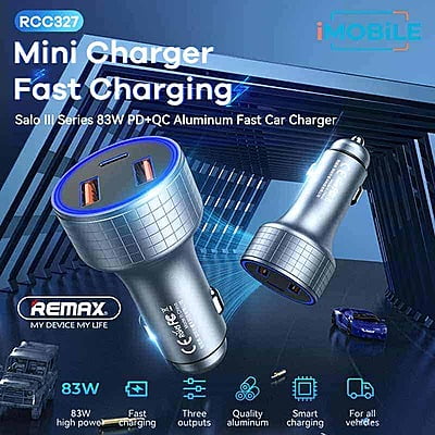 Remax Salo III [RCC-327] 83W QC + PD Car Charger [2 USB + 1 Type-C]