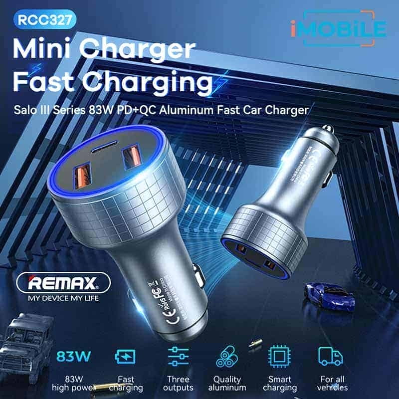 Remax Salo III [RCC-327] 83W QC + PD Car Charger [2 USB + 1 Type-C]