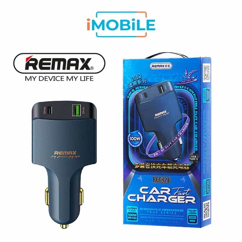 Remax [RCC-326] 100W QC + PD Car Charger [1 USB + 1 Type-C]