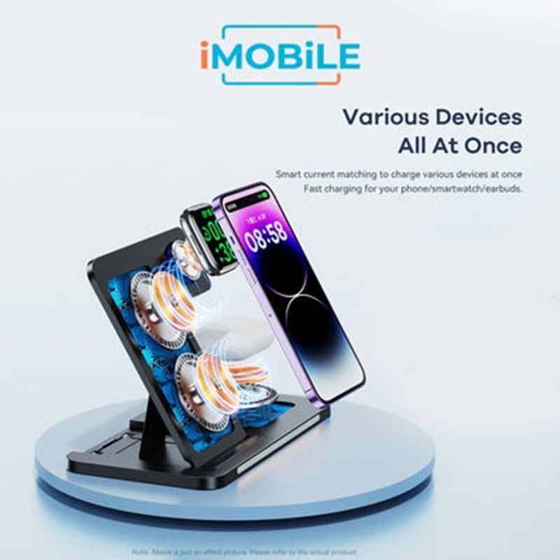 Remax [RP-W70] High Power 3 in 1 Foldable Wireless Charger, 22W