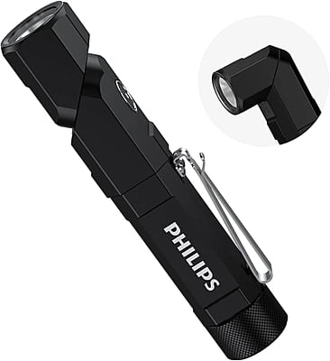 [Marketplace] Philips LED Light Compact Flashlight Powerful Flashlight 1000 Lumens High Intensity Type-C Rechargeable Swivelling Work Light  L-Shaped L Chest Light (Black) SFL5806BL