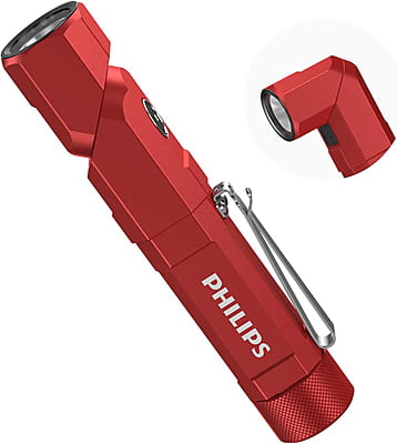 [Marketplace] Philips LED Light Compact Flashlight Powerful Flashlight 1000 Lumens High Intensity Type-C Rechargeable Swivelling Work Light L-Shaped L Chest Light (Red) SFL5806R