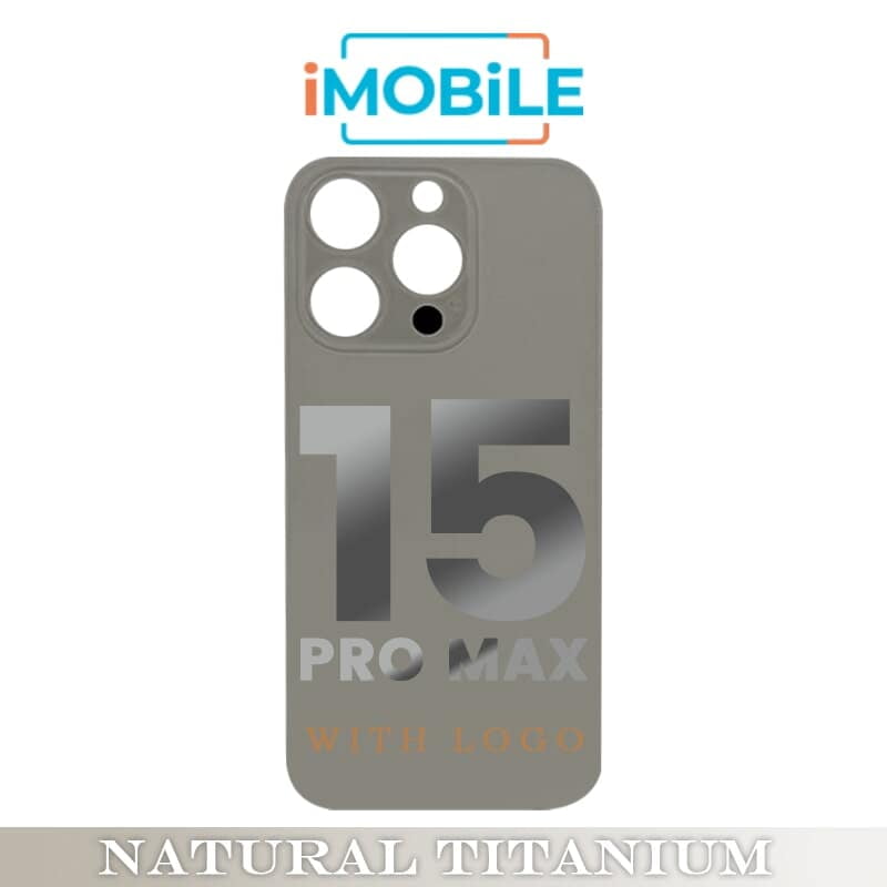 iPhone 15 Pro Max Compatible Back Cover Glass With Big Camera Hole [Natural Titanium]