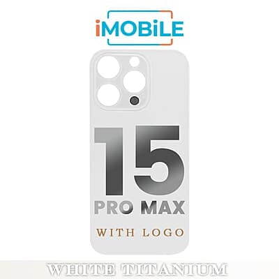 iPhone 15 Pro Max Compatible Back Cover Glass With Big Camera Hole [White Titanium]