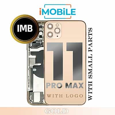 iPhone 11 Pro Max Compatible Back Housing with Small Parts [IMB] [Gold]