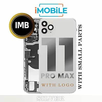 iPhone 11 Pro Max Compatible Back Housing with Small Parts [IMB] [Silver]