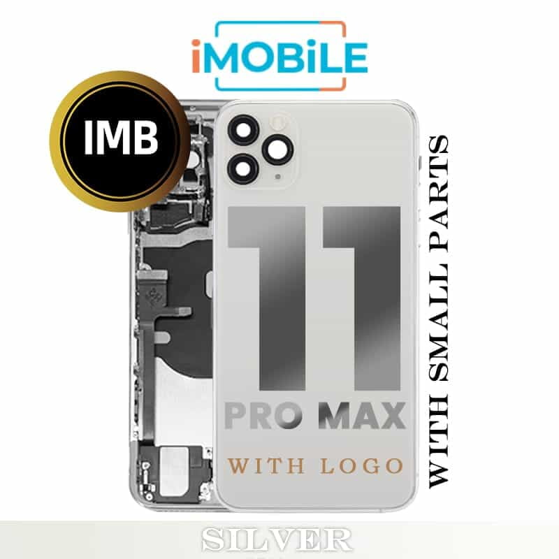 iPhone 11 Pro Max Compatible Back Housing with Small Parts [IMB] [Silver]