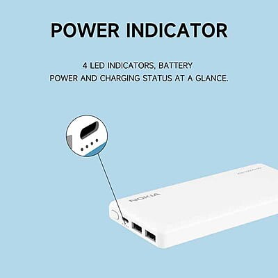 Nokia 20W Fast-charging Power Bank PD+QC [P6203-1] [10,000mAh] [3 Ports]