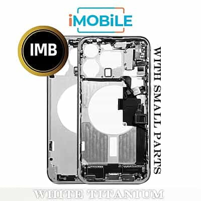 iPhone 15 Pro Max Compatible Back Housing with Small Parts [IMB] [White Titanium]