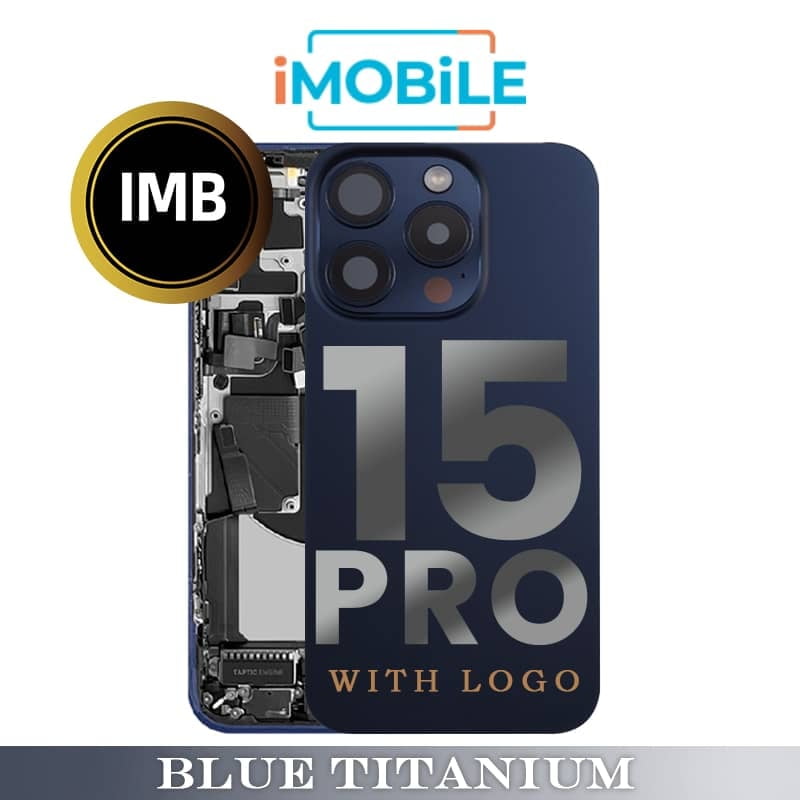 iPhone 15 Pro Compatible Back Housing with Small Parts [IMB] [Blue Titanium]