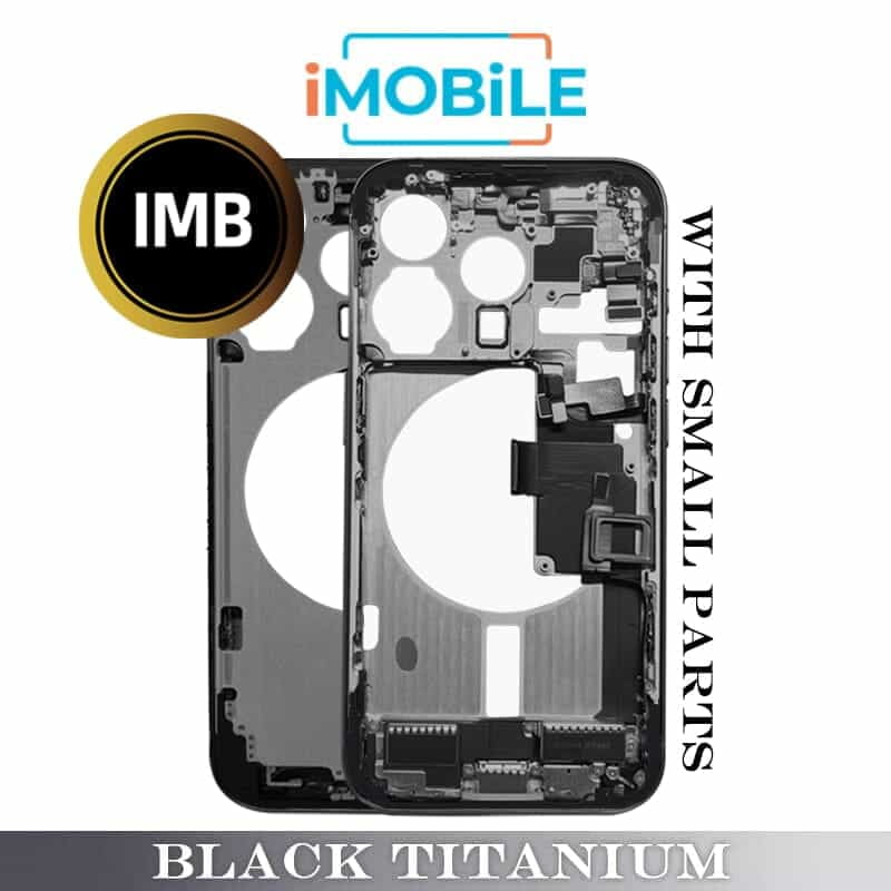 iPhone 15 Pro Compatible Back Housing with Small Parts [IMB] [Black Titanium]