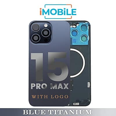 iPhone 15 Pro Max Compatible Back Cover Glass Assembly With MagSafe [Blue Titanium]