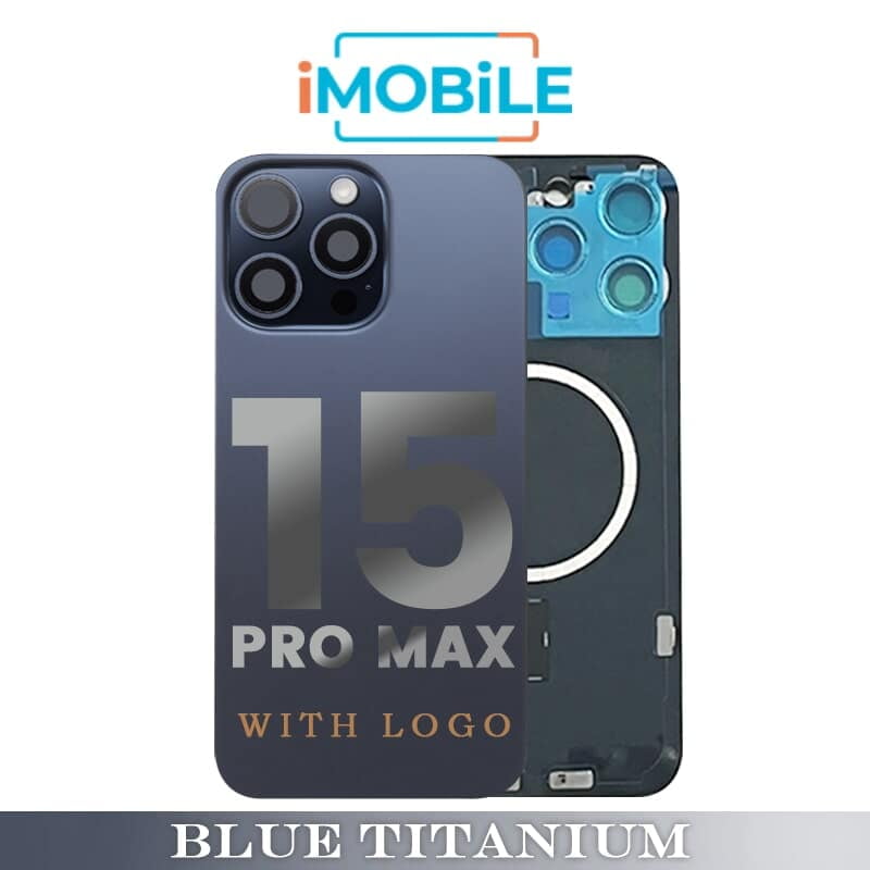 iPhone 15 Pro Max Compatible Back Cover Glass Assembly With MagSafe [Blue Titanium]