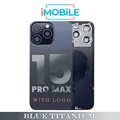 iPhone 15 Pro Max Compatible Back Cover Glass Assembly with MagSafe and Wireless [Blue Titanium]