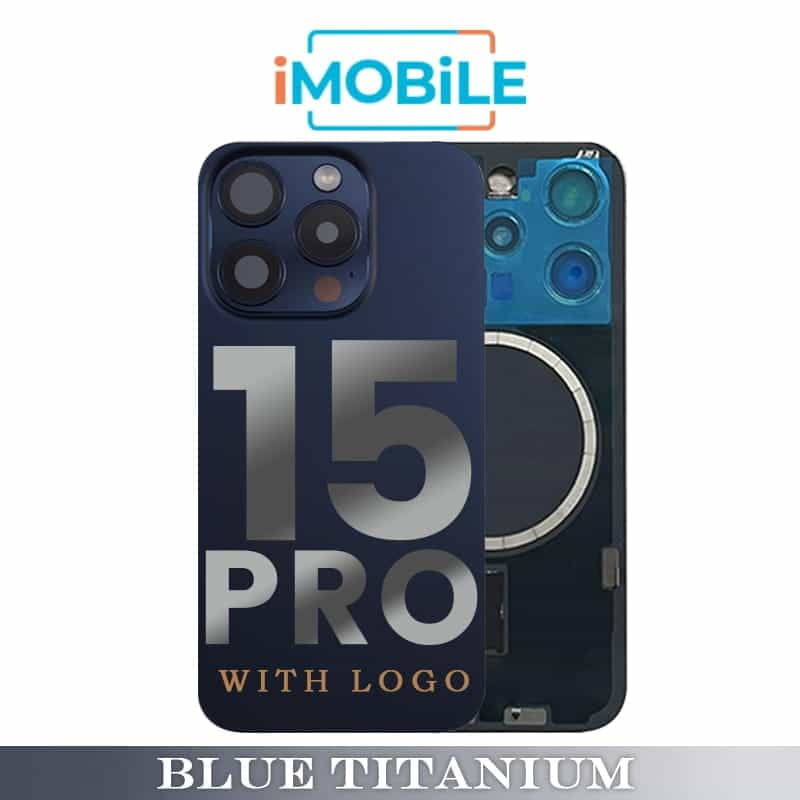 iPhone 15 Pro Compatible Back Cover Glass Assembly With MagSafe [Blue Titanium]