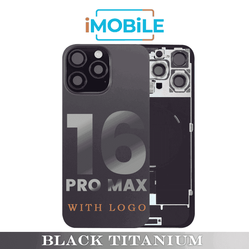 iPhone 16 Pro Max Compatible Back Cover Glass Assembly with MagSafe and Wireless [Black Titanium]