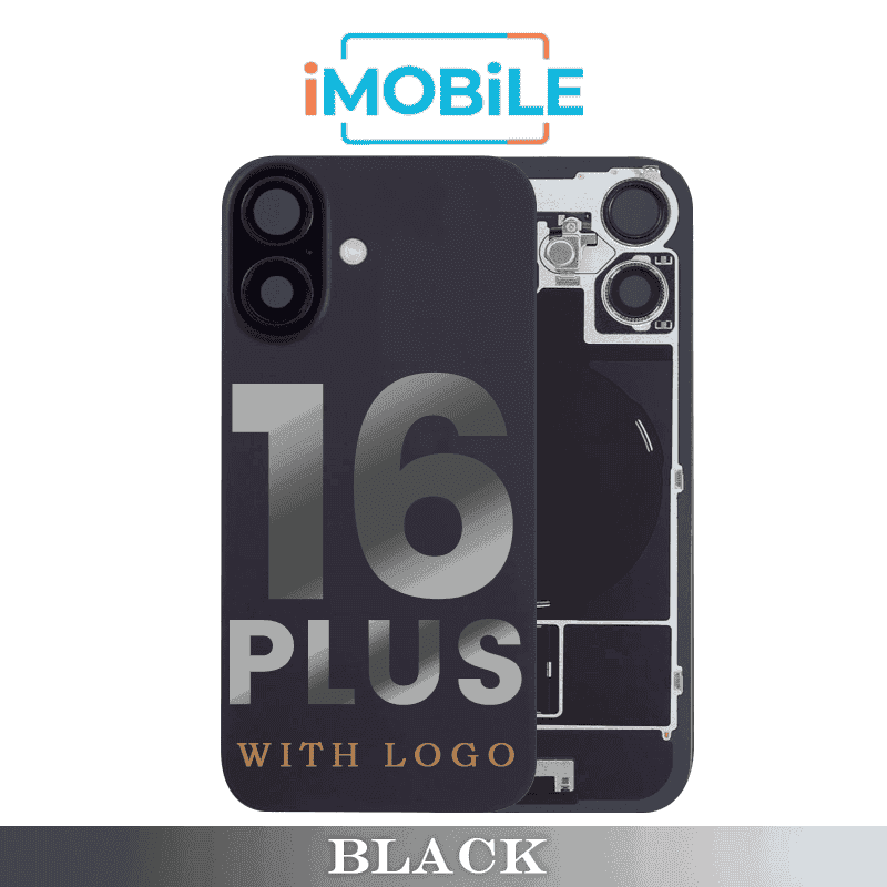 iPhone 16 Plus Compatible Back Cover Glass Assembly with MagSafe and Wireless [Black]