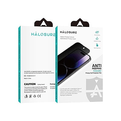 Halosure 2.5D Innovador Shield [Privacy] Tempered Glass, iPhone 16 Pro