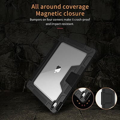 Armor Clear Flip Case with Pencil Holder, iPad Pro 12.9" 3th - 6th Gen, Air 6 (2024)