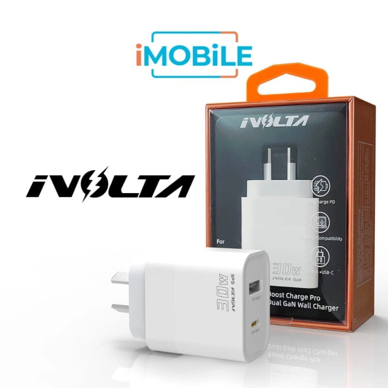 iVolta BOOST↑GaN 30W USB-C PD + USB-A Wall Charger [Certified]