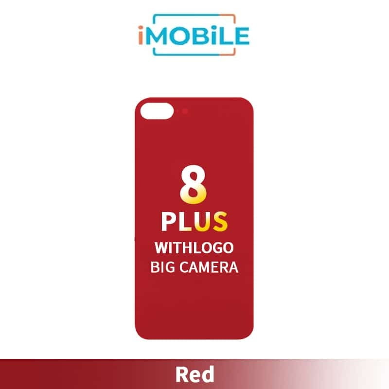 iPhone 8 Plus Compatible Back Cover Glass With Big Camera Hole [Red]