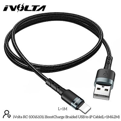 iVolta [RC-100i] BoostCharge 1m Braided USB to Lightning Cable