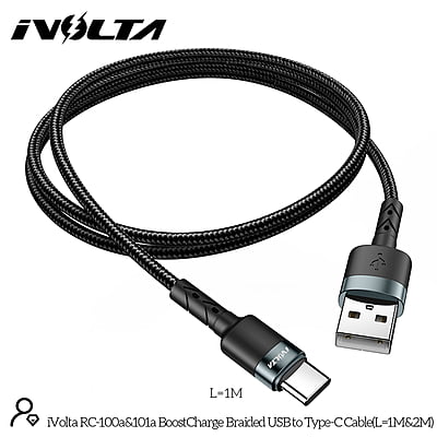 iVolta [RC-100a] BoostCharge 1m Braided USB to Type-C Cable