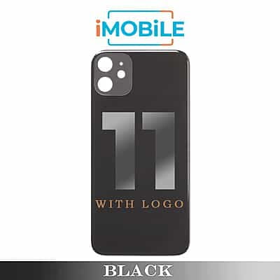 iPhone 11 Compatible Back Cover Glass Big Camera Hole [Black]