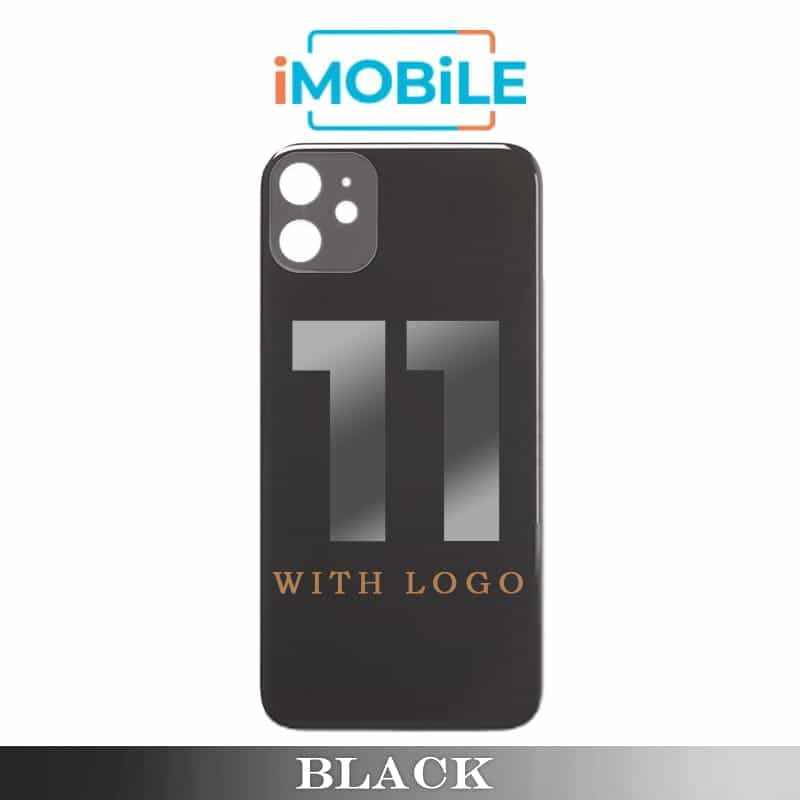 iPhone 11 Compatible Back Cover Glass Big Camera Hole [Black]