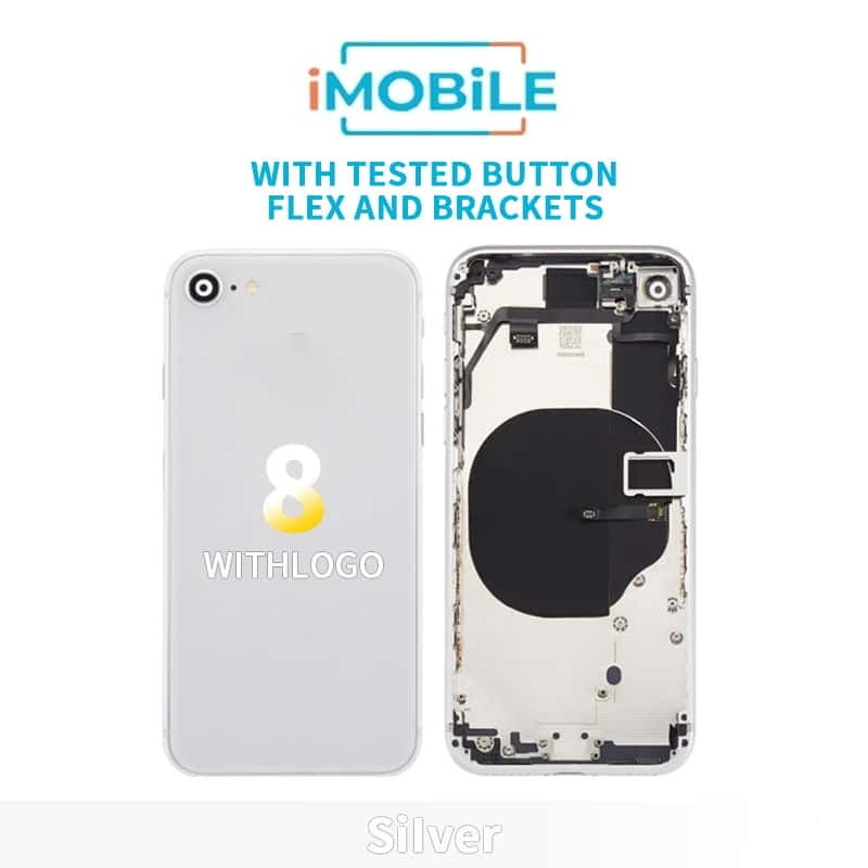 iPhone 8 Compatible Back Housing [With Tested Button Flex And Brackets] [Silver]