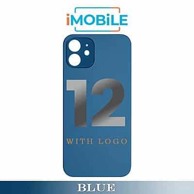 iPhone 12 Compatible Back Cover Glass with Big Camera Hole [Blue]