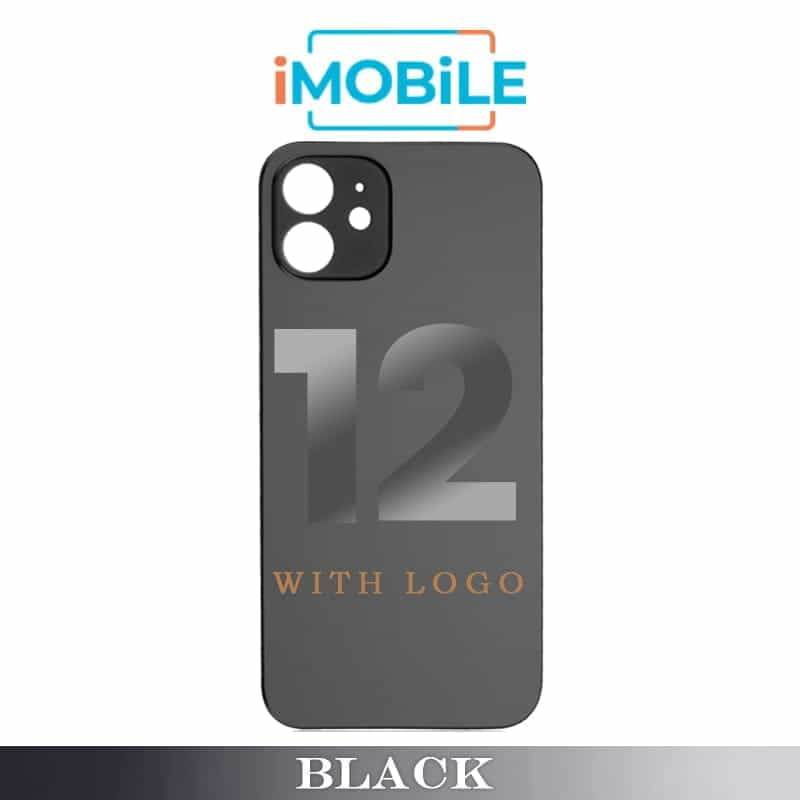 iPhone 12 Compatible Back Cover Glass with Big Camera Hole [Black]