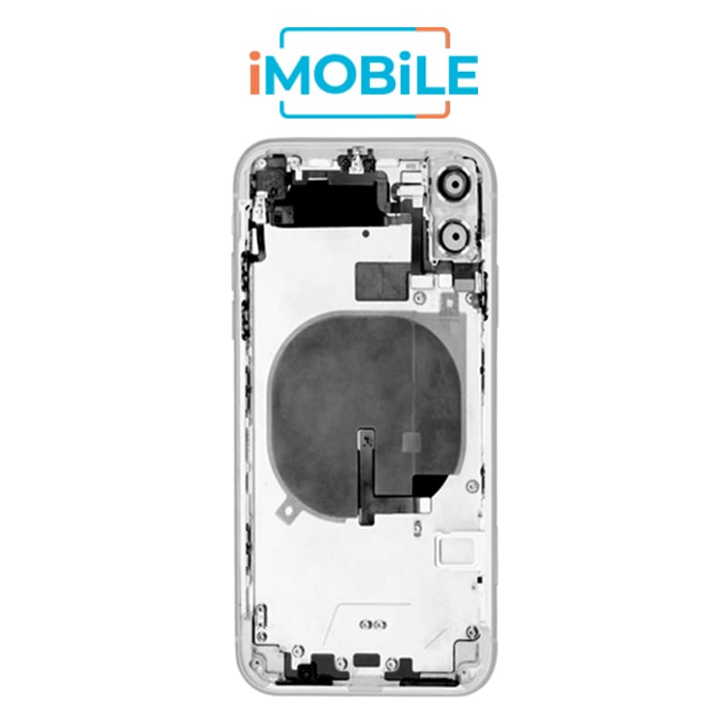 iPhone 11 Compatible Back Housing [with Tested Button Flex and Brackets] [White]