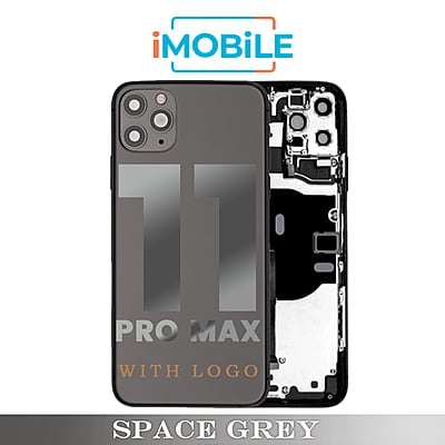 iPhone 11 Pro Max Compatible Back Housing with Tested Button Flex and Brackets [Space Grey]