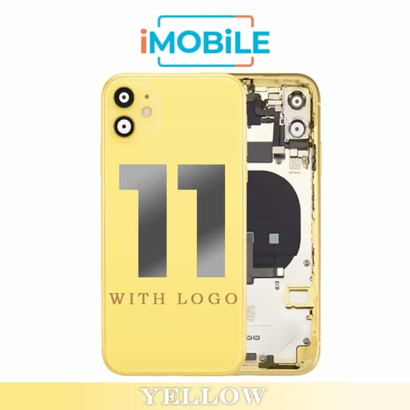 iPhone 11 Compatible Back Housing [with Tested Button Flex and Brackets] [Yellow]