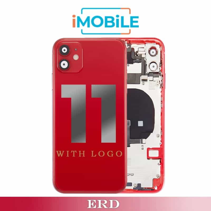 iPhone 11 Compatible Back Housing [with Tested Button Flex and Brackets] [Red]