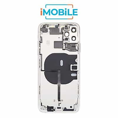 iPhone 11 Pro Max Compatible Back Housing with Tested Button Flex and Brackets [Silver]