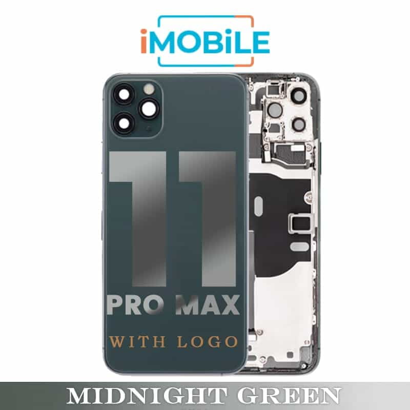 iPhone 11 Pro Max Compatible Back Housing with Tested Button Flex and Brackets [Midnight Green]