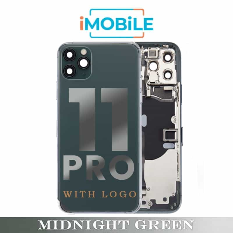 iPhone 11 Pro Compatible Back Housing with Tested Button Flex and Brackets [Midnight Green]