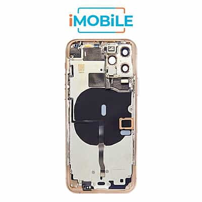 iPhone 11 Pro Compatible Back Housing with Tested Button Flex and Brackets [Gold]