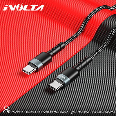 iVolta [RC-103a] BoostCharge 2m Braided Type-C to Type-C Cable