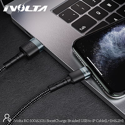 iVolta [RC-101i] BoostCharge 2m Braided USB to Lightning Cable