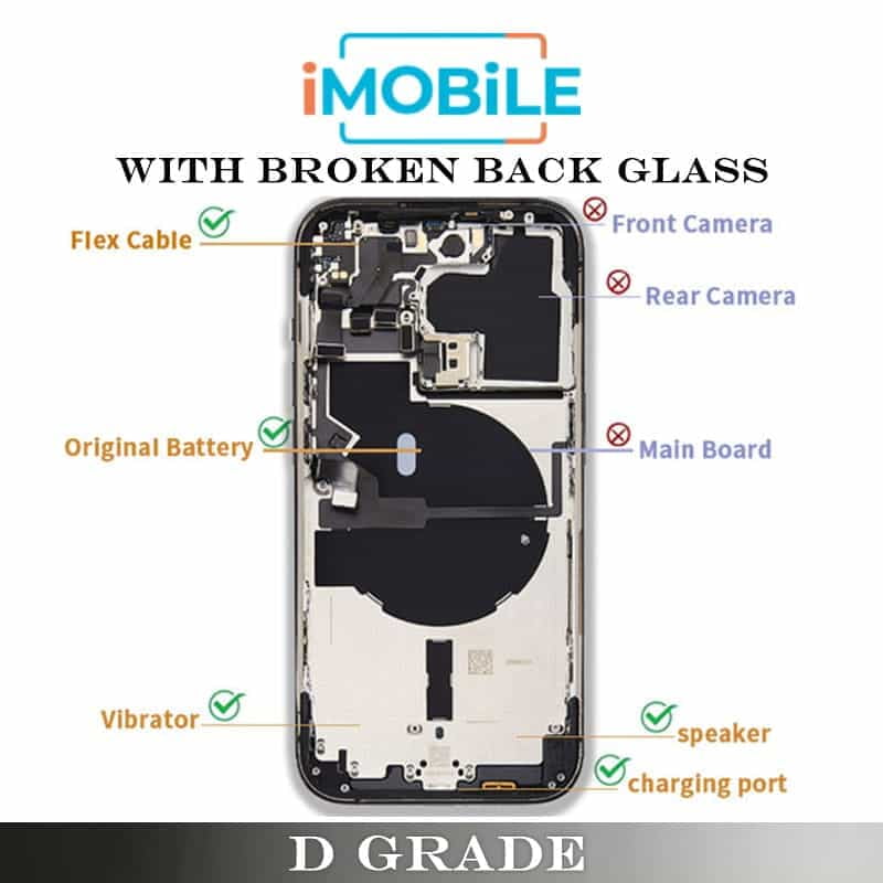 iPhone 14 Pro Compatible Back Housing [D Grade with Broken Back Glass]