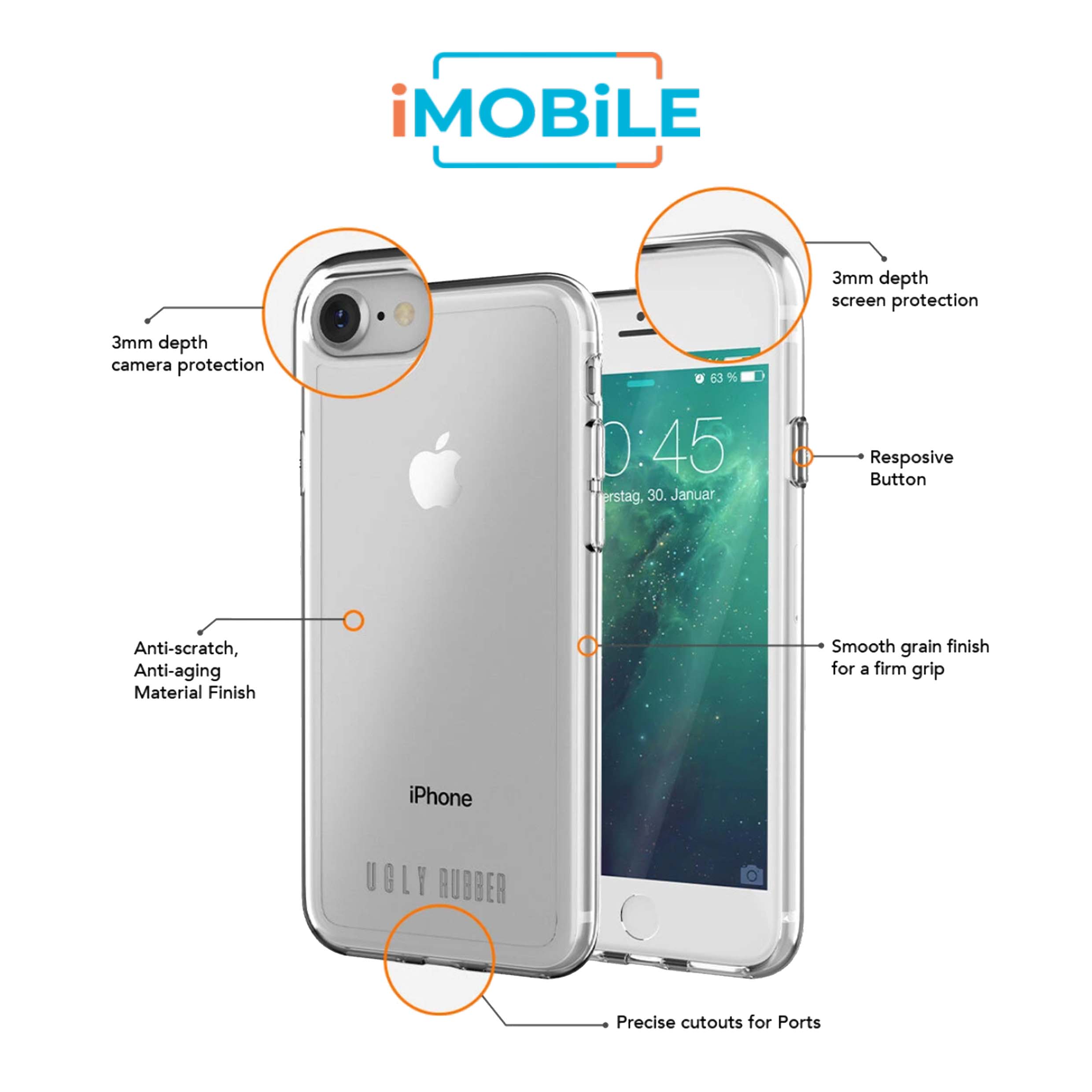 UR Pure Transparent Armor, iPhone 6/7/8 Plus [1.2M Drop Protection]